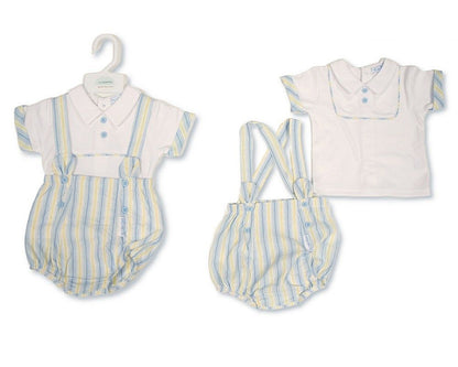 Baby Boys 2 pcs Striped Shorts Set with Suspenders (NB-9m) (PK6) BIS-2120-6433