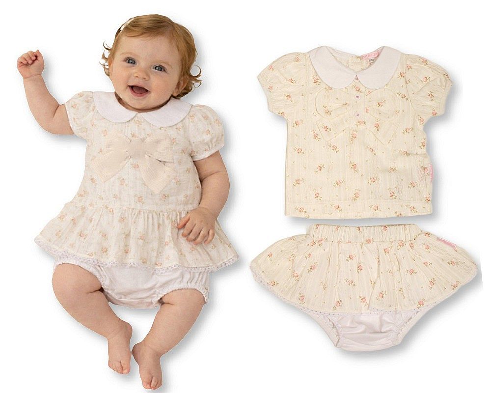 Baby Girls Floral 2 Pieces Set with Bow (NB-9m) (PK6) BIS-2120-6434