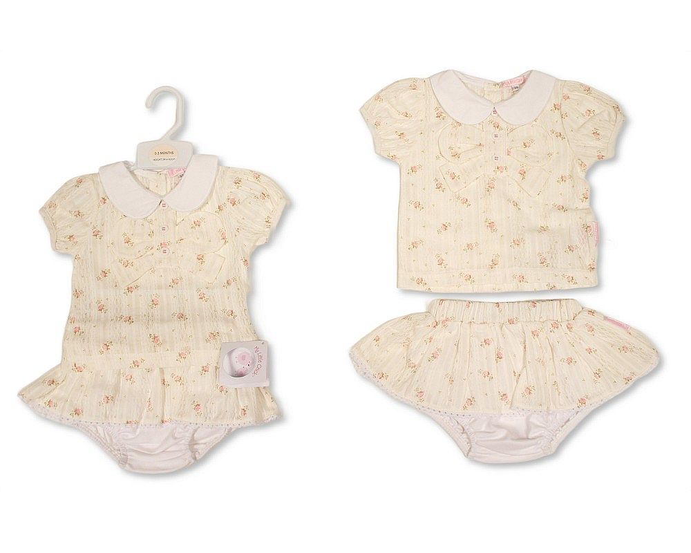 Baby Girls Floral 2 Pieces Set with Bow (NB-9m) (PK6) BIS-2120-6434