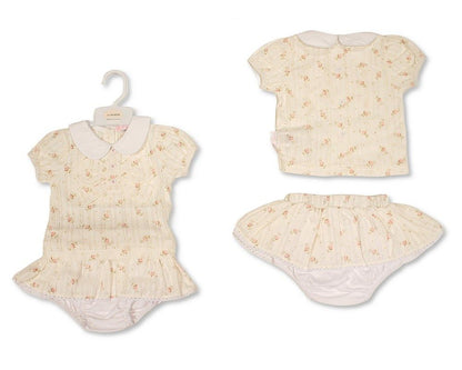 Baby Girls Floral 2 Pieces Set with Bow (NB-9m) (PK6) BIS-2120-6434