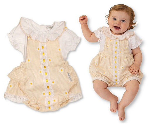 Baby Girls Gingham Spanish Romper Set with Lace (NB-9m) (PK6) BIS-2120-6441
