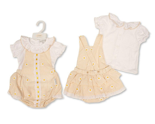 Baby Girls Gingham Spanish Romper Set with Lace (NB-9m) (PK6) BIS-2120-6441