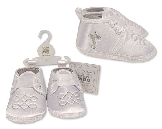 Baby Boys Christening Shoes - Cross - Grey Embroidery (6-18 Months) (PK6)  Bss-116-820g