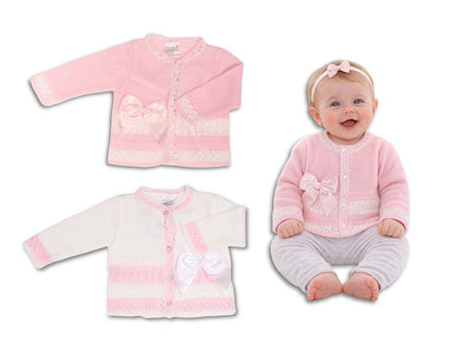 Knitted Baby Girls Cardigan with Bow - (PK6) (9-24m) BW-10-1014_24
