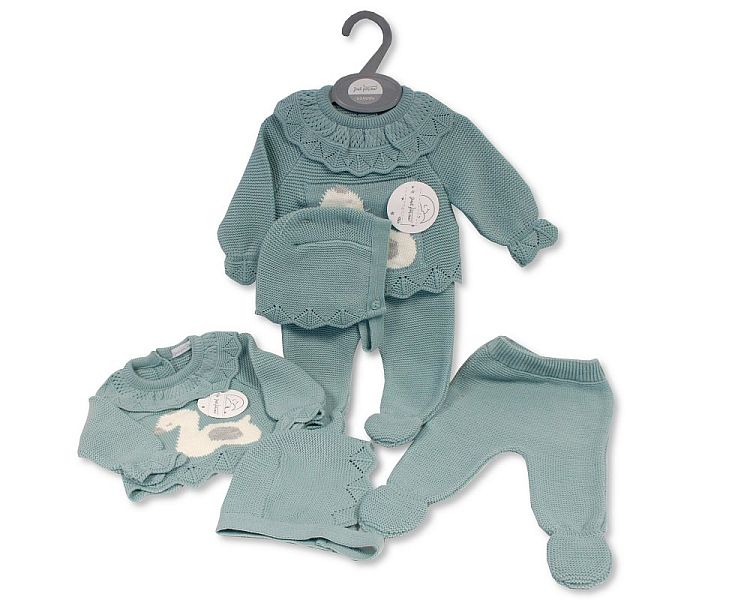 Knitted Baby 3 pcs Pram Set with Collar - Duck (PK6) BW-10-1206