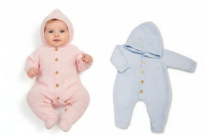 Knitted Baby All-In-One with Hood (NB-6m) (PK6) BW-10-1234