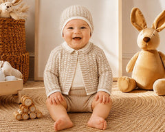 Knitted Baby 3 Pieces Set with Hat (NB-9m) (PK6) - BW-10-1257
