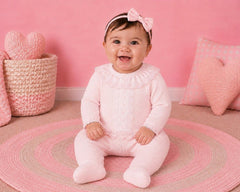 Knitted Baby Girls 2 pcs Set with Lace Front and Collar (NB-9m) (PK6) - BW-10-1261
