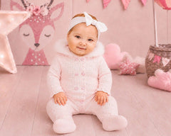 Knitted Baby Girls All-In-One with Fur Hood (NB-9m) (PK6) - BW-10-1265