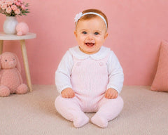Knitted Baby Girls 2 pcs Long Dungaree Set (NB-9m) (PK6) - BW-10-1267