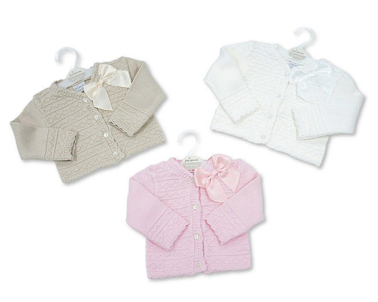 Knitted Baby Girls Cotton Cardigan - Bow (PK6) (NB-9m) BW-10-3001