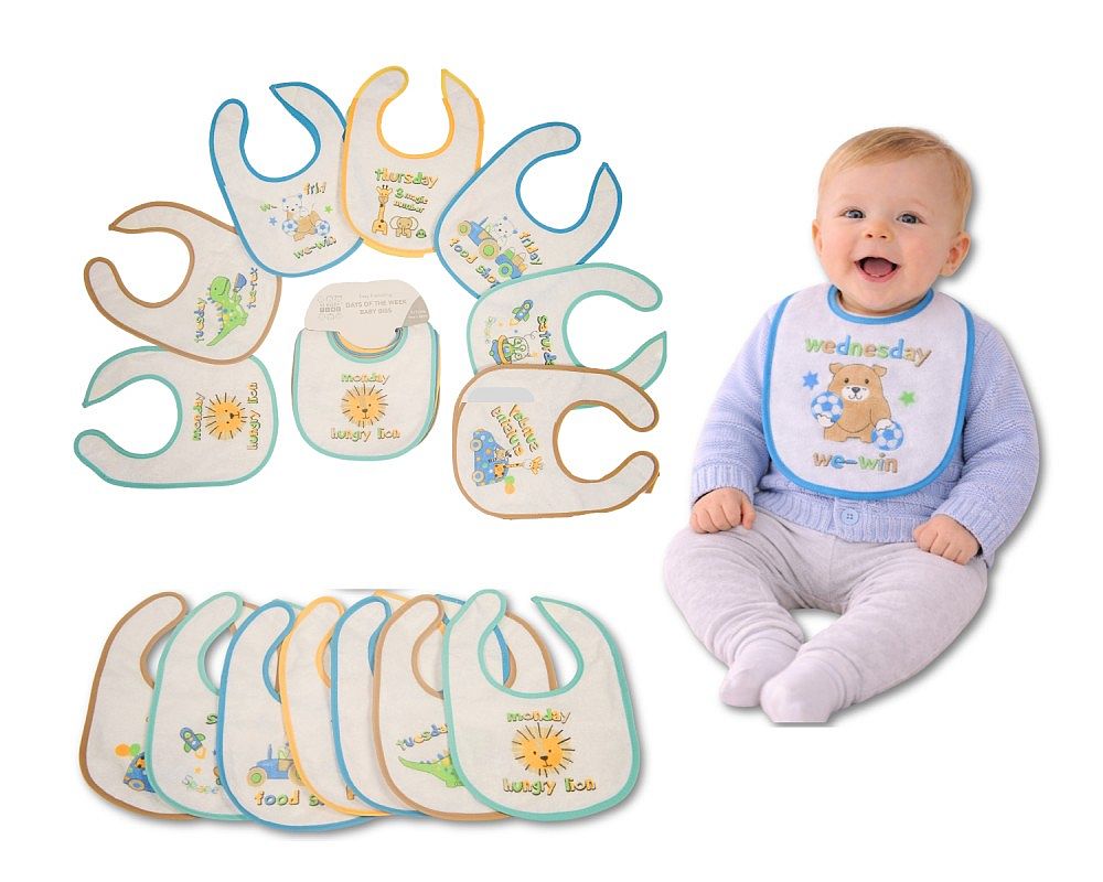 Baby Days of the Week Bibs - Boys (19x15cm) (PK6) BW-104-832