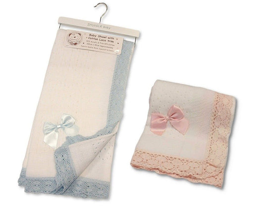 Baby Hanger Shawl with Cotton Lace (100x75cm) (PK1) BW-110-428