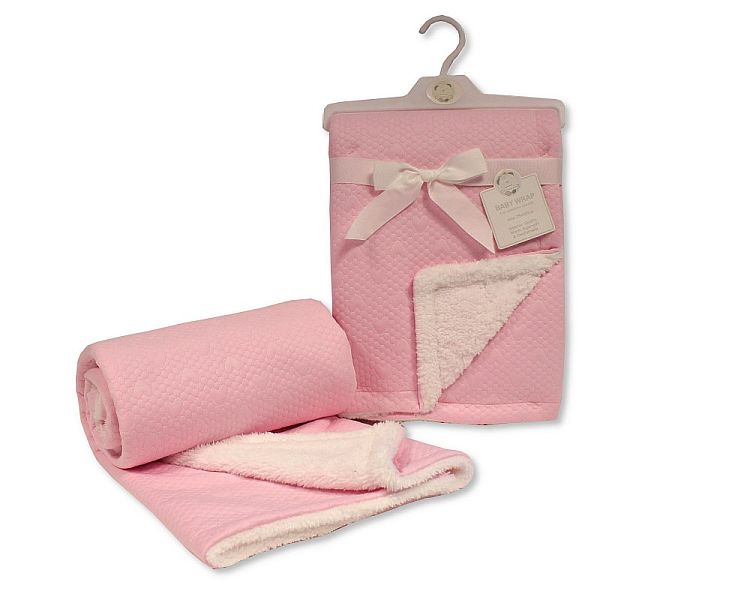 Baby Heart Embossed Wrap With Sherpa Back- Pink -  BW-112-2007