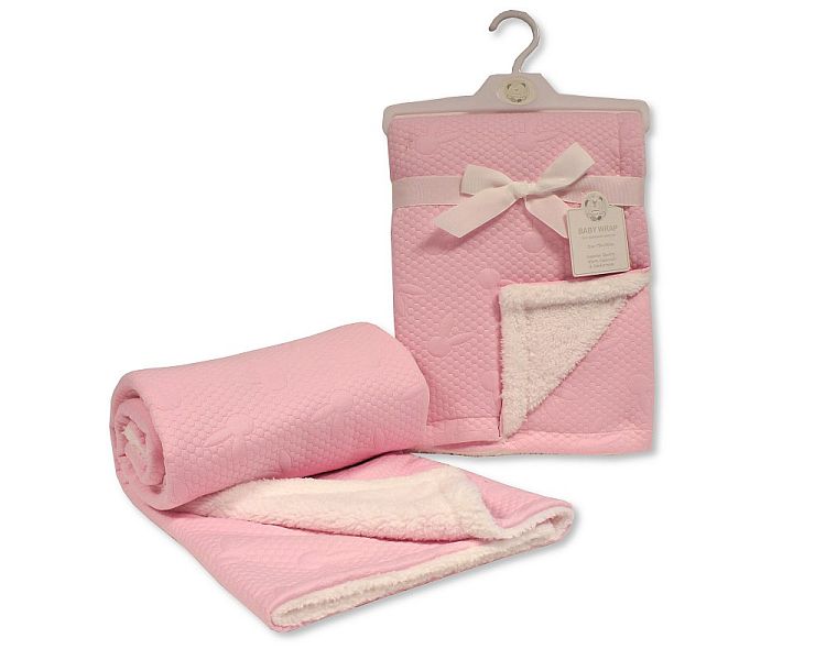 Baby Bunny Embossed Wrap With Sherpa Back- Pink -  BW-112-2008