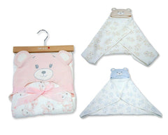 Baby Muslin Wrap with Bear Hood on Hanger (100x75cm) (PK6) BW-112-3003