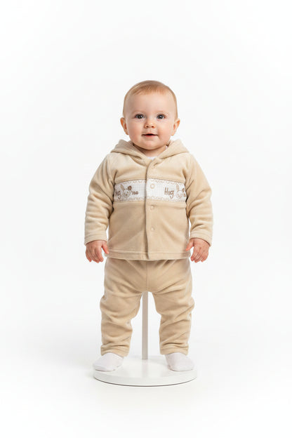 Baby Velour 3 pcs Set with Smocking - Hug Me (NB-6m) (PK6) BW-13-413
