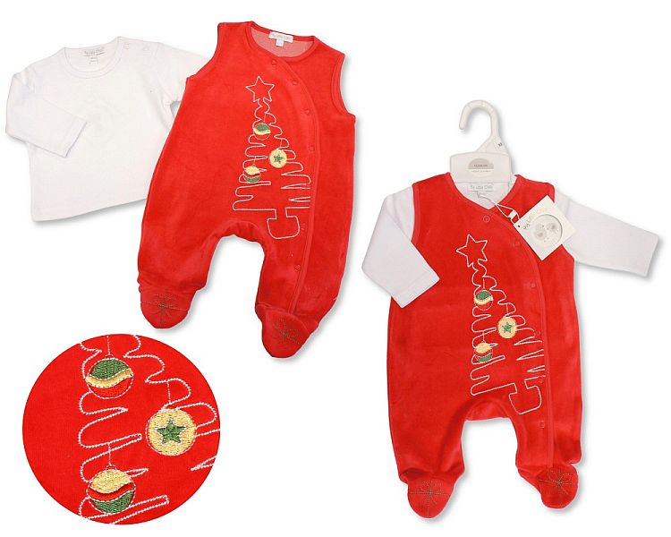 Baby Christmas Velour 2 pcs Set - Christmas Tree (NB-6m) (PK6) BW-13-425