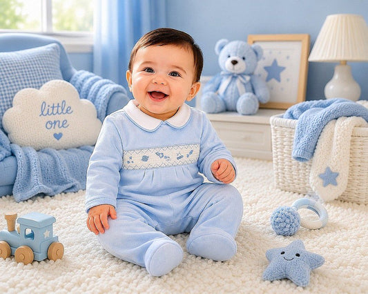 Baby Boys Velour All in One with Smocking - Space Adventure (NB-6m) (PK6) - BW-13-426