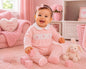 Baby Girls Velour All in One with Smocking - Elephant (NB-6m) (PK6) - BW-13-432
