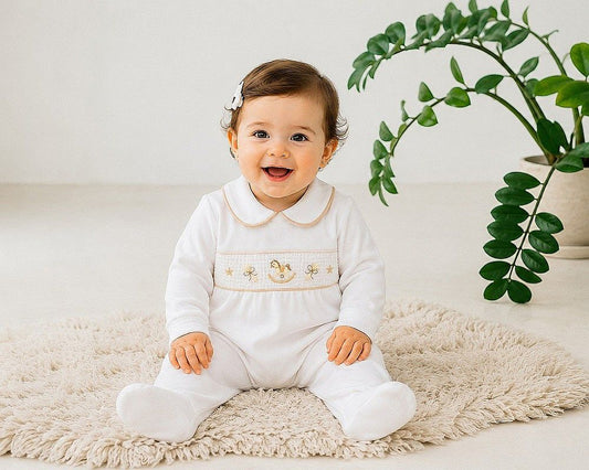 Baby Velour All in One with Smocking - Rocking Horse (NB-6m) (PK6) - BW-13-439