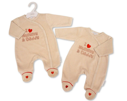 Baby Velour All in One- I Love Mummy & Daddy (NB-6m) (PK6) - BW-13-445