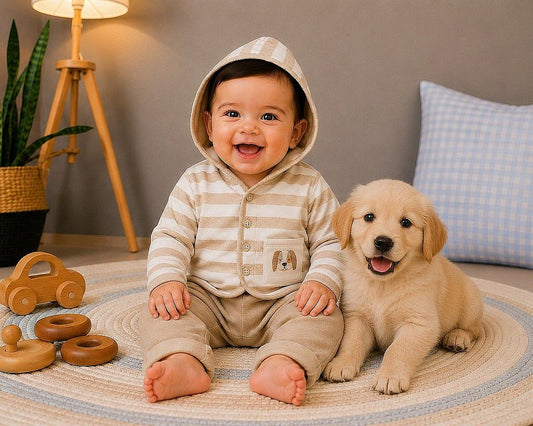Baby Velour 3 pcs Set - Dog (NB-6m) (PK6) - BW-13-448