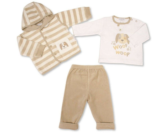 Baby Velour 3 pcs Set - Dog (NB-6m) (PK6) - BW-13-448