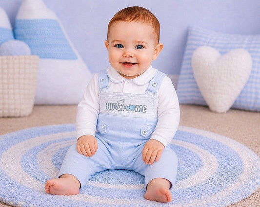Baby Boys 2 pcs Dungaree Set - Hug Me (NB-6m) (PK6) - BW-13-451