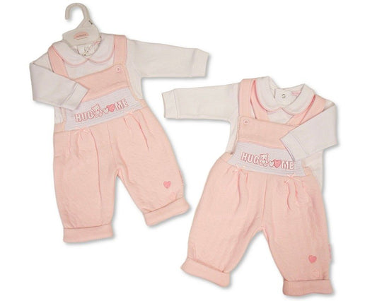 Baby Girls 2 pcs Dungaree Set - Hug Me  (NB-6m) (PK6) - BW-13-453