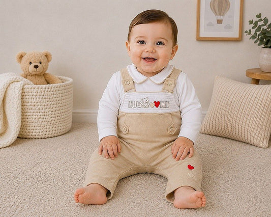 Baby 2 pcs Dungaree Set - Hug Me (NB-6m) (PK6) - BW-13-455