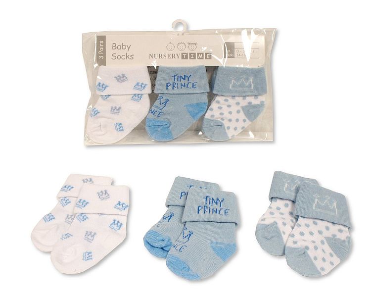 Baby Boys Socks 3-Pack - Tiny Prince (0-6 Months) (pk6) Bw 61-2231