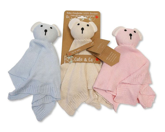Baby Knitted Bamboo Comforter - Teddy (28x28cm) (PK6) GP-25-1283