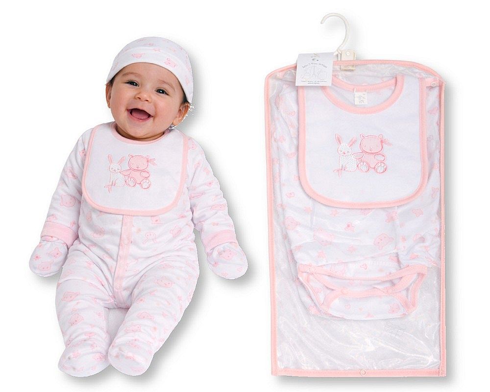Baby Girls 5 Pieces Layette Gift Set - Bunny and Teddy (PK6) (NB-6m) GP-25-1338