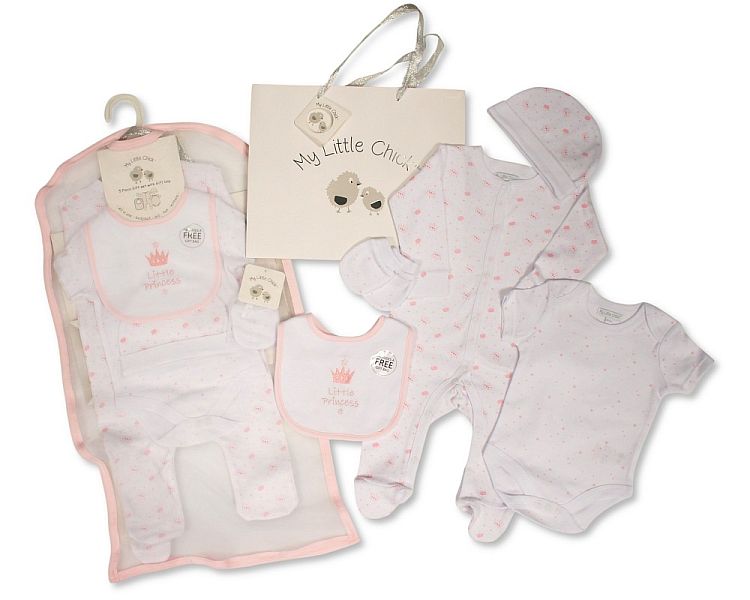 Baby 5 Pieces Gift Set with Paper Gift Bag - Hello Baby Gp-25-1345