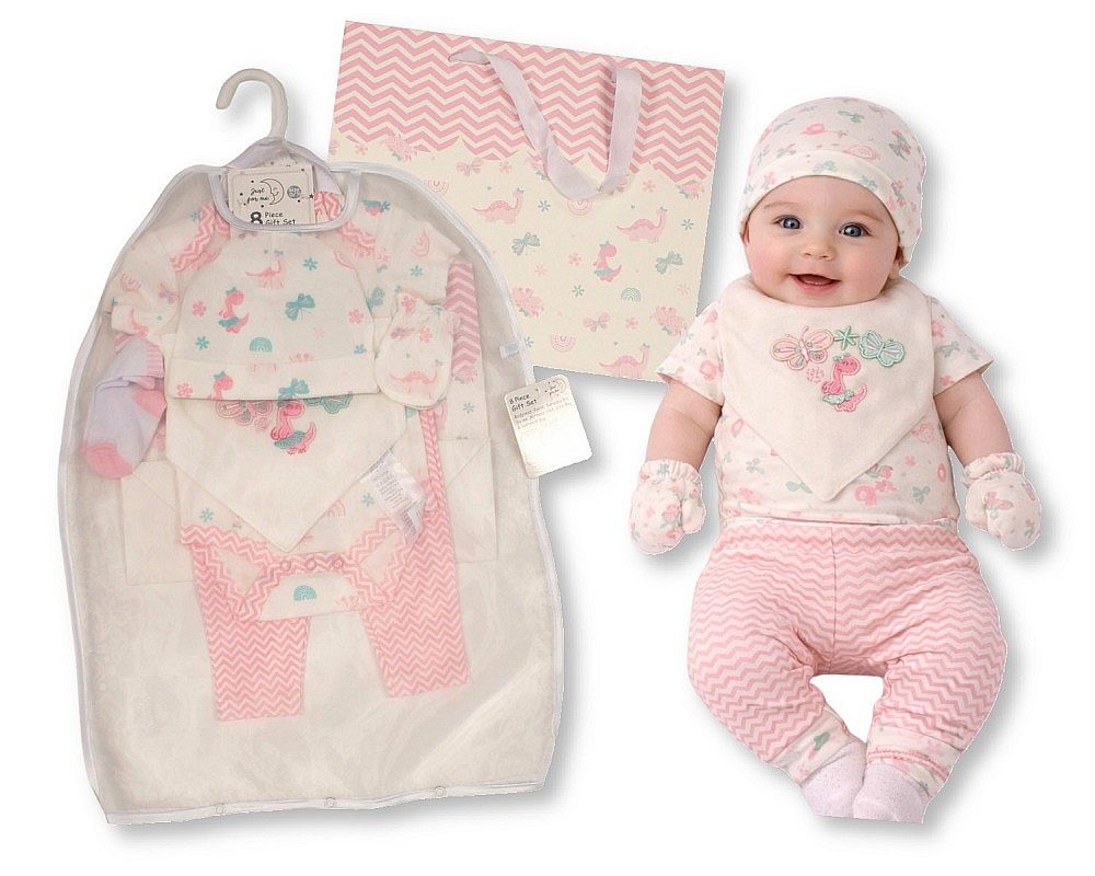 Baby Girls 8 pcs Layette Gift Set - Butterflies and Dino (PK6) (0-6m) GP-25-1366