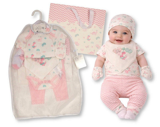Baby Girls 8 pcs Layette Gift Set - Butterflies and Dino (PK6) (0-6m) GP-25-1366