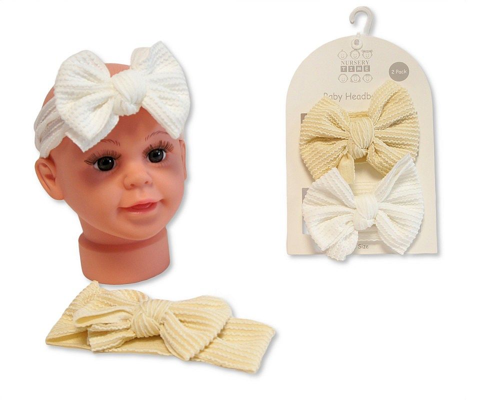 Baby Girls 2 Headbands with Bow Set - Taupe (0-6m) (PK6) GP-25-1397