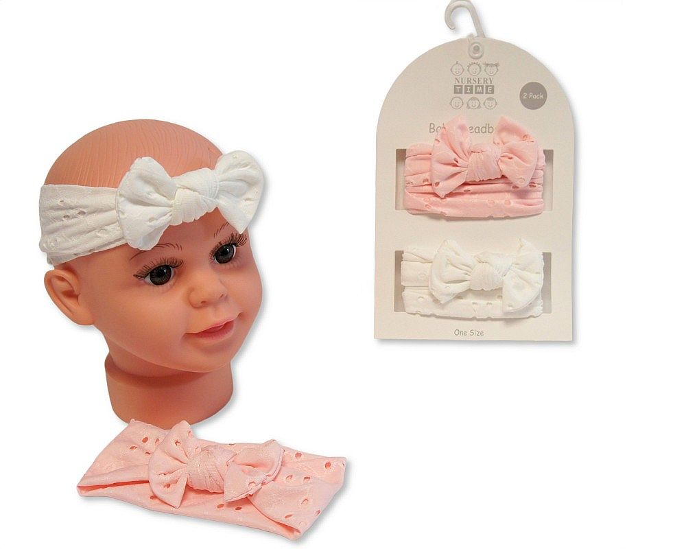 Baby Girls 2 Headbands with Bow Set - Pink (0-6m) (PK6) GP-25-1399