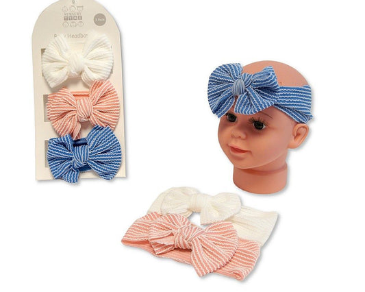 Baby Girls 3 Headbands with Bow Set - 3 Colours (0-6m) (PK6) GP-25-1402