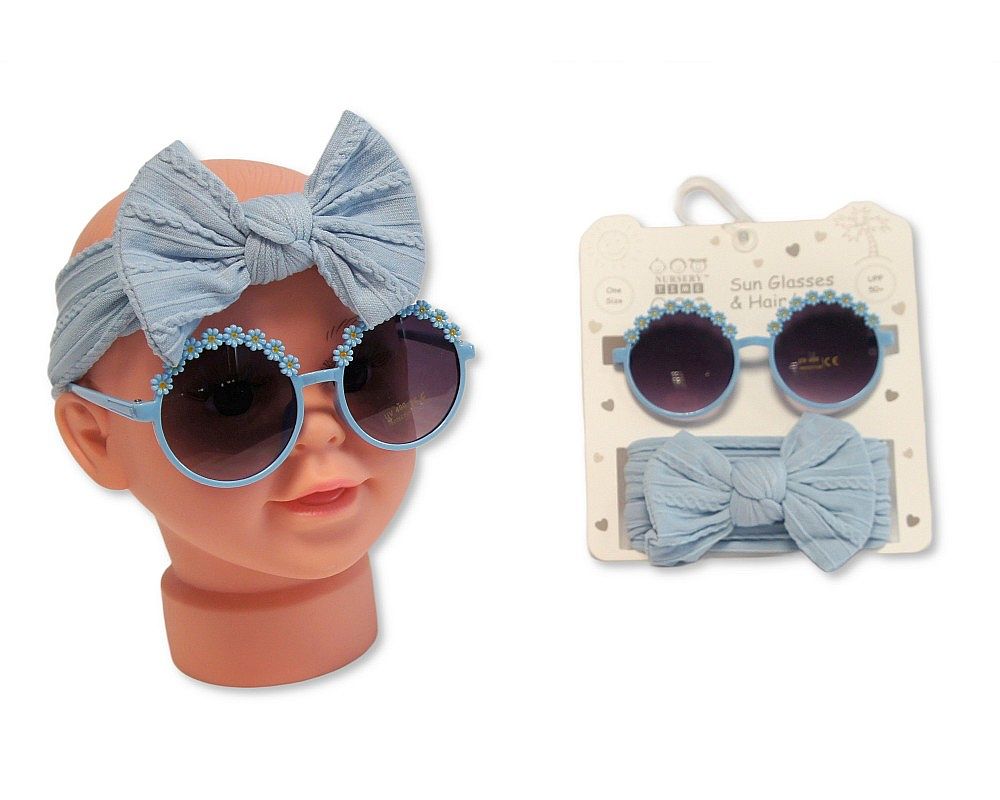 Baby Girls Headband with Bow and Sunglasses Set - Blue (0-6m) (PK6) GP-25-1408
