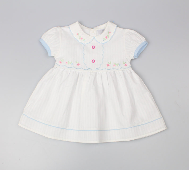 GIRLS ALL OVER EMBROIDERY DRESS WHITE (PK 6) (1-2 YEARS) E33213