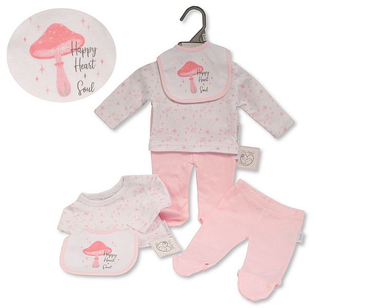 Premature Baby Girls 4 pcs Set with Bib and Hat (3-5lbs) (PK6) PB-20-395p