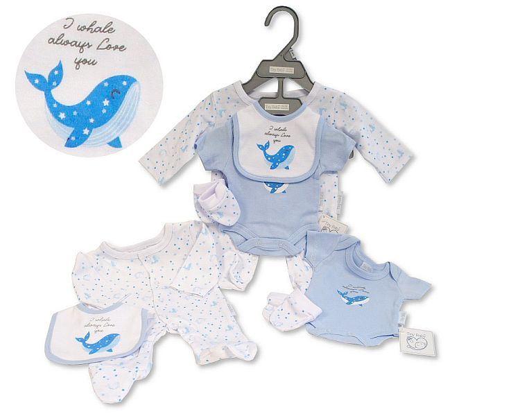 Premature Baby Boys 4 pcs Set with Bib and Mittens (3-5lbs) (PK6) Pb-20-394S