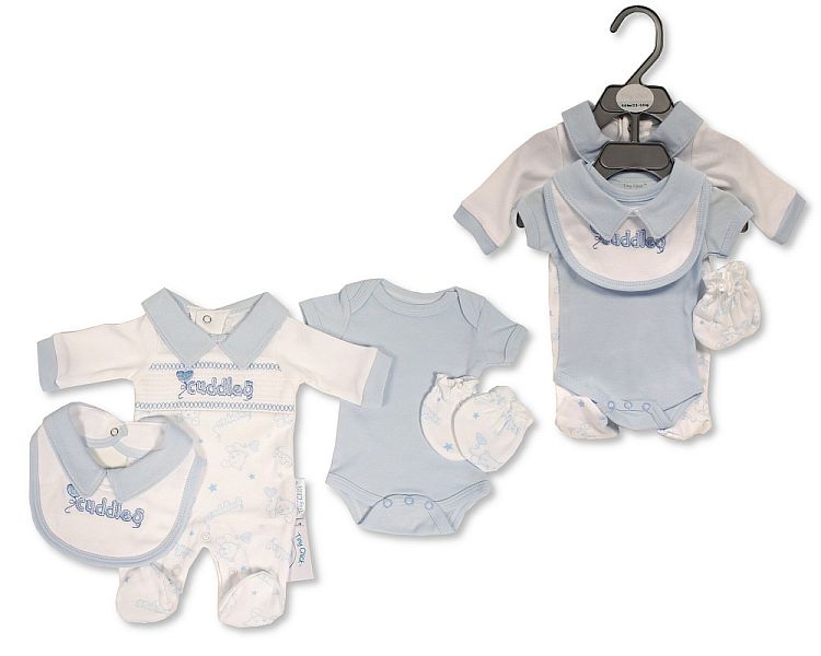 Premature Baby Boys 4 pcs Set with Smocking- Cuddles (PK6) (3-8lbs) PB-20-596S