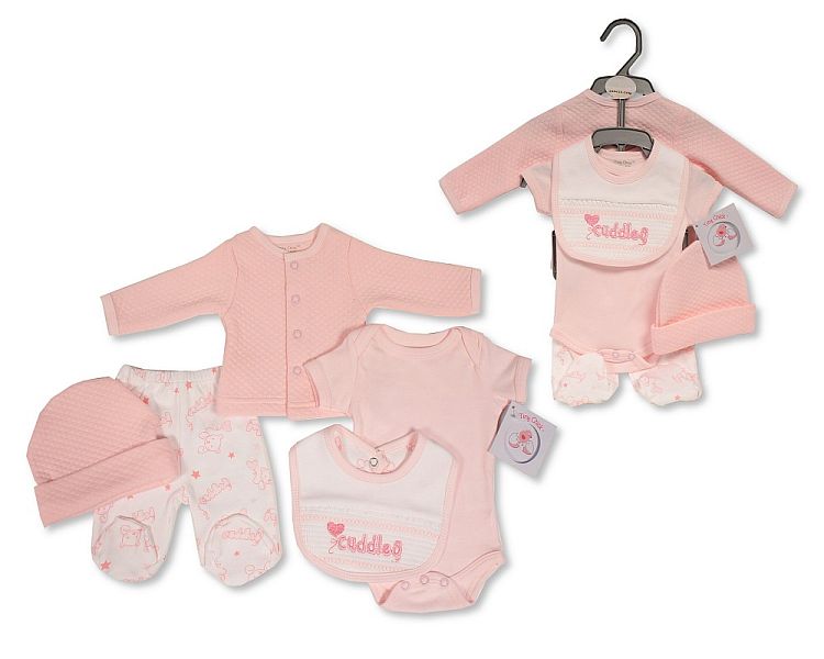 Premature Baby Girls 5 pcs Set with Smocking - Cuddles(PK6) (3-8lbs) [PB-20-598P]