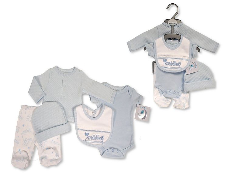 Premature Baby Boys 5 pcs Set with Smocking - Cuddles(PK6) (3-8lbs) [PB-20-598s]