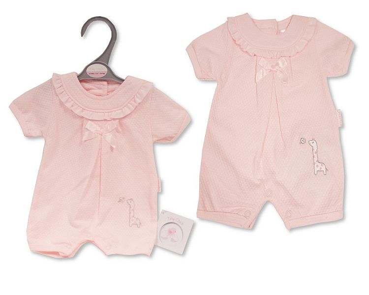 Premature Baby Girls Romper with Bow - Giraffe (3-5 to 5-8Lbs) (PK6) Pb-20-644