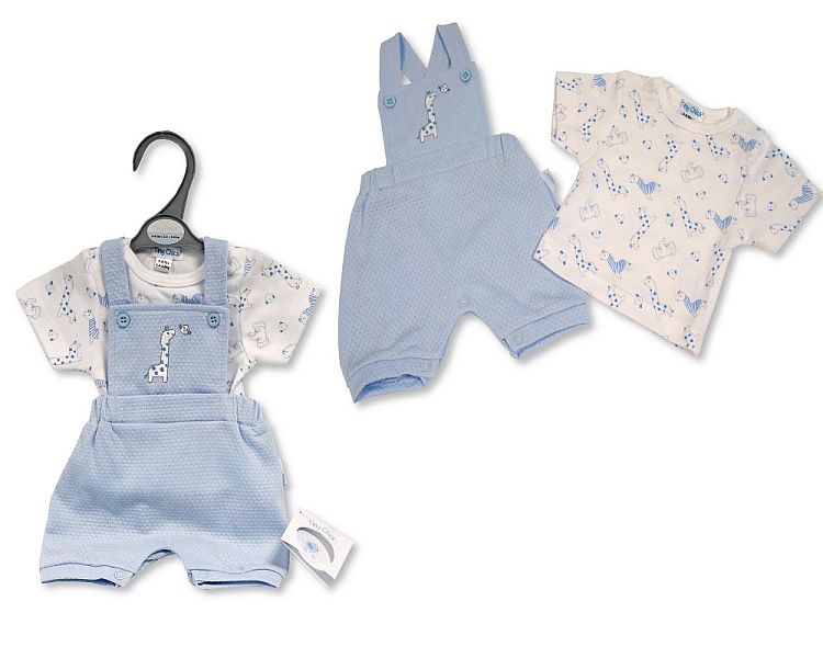 Premature Baby Boys 2 pcs Dungaree Set - Giraffe (3-5 to 5-8Lbs) (PK6) Pb-20-649