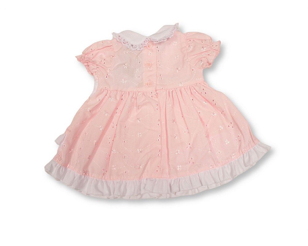 Tiered Premature Baby Dress Pink with Smocking and Bows (3-8 LBS) (PK6) PB-20-719